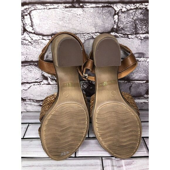 Mariella Brown Leather Woven Cross AnkleStrap Heel Sandals Women Sz 7.5M US/38EU - Picture 11 of 16